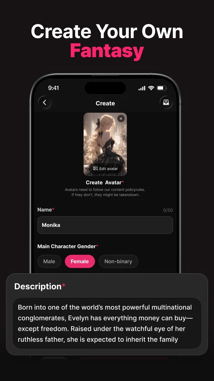 Create a custom character in Feva